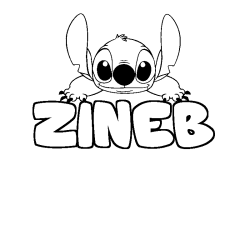 Coloring page first name ZINEB - Stitch background