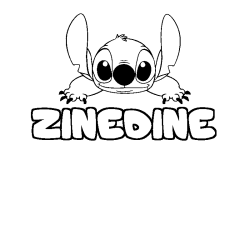 Coloring page first name ZINEDINE - Stitch background