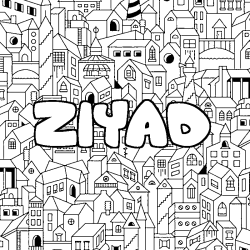Coloring page first name ZIYAD - City background