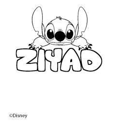 Coloring page first name ZIYAD - Stitch background