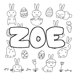 Coloring page first name ZOE - Easter background