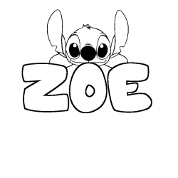 Coloring page first name ZOE - Stitch background