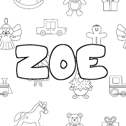 Coloring page first name ZOE - Toys background