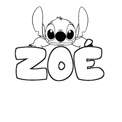 Coloring page first name ZOÉ - Stitch background