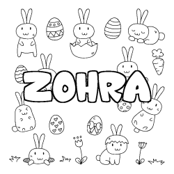 Coloring page first name ZOHRA - Easter background
