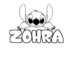 Coloring page first name ZOHRA - Stitch background