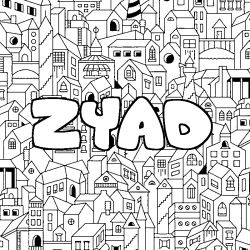 Coloring page first name ZYAD - City background