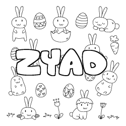 Coloring page first name ZYAD - Easter background