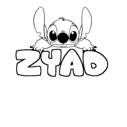 Coloring page first name ZYAD - Stitch background