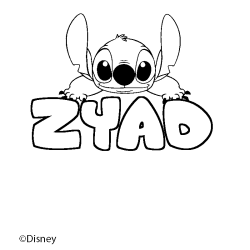 Coloring page first name ZYAD - Stitch background