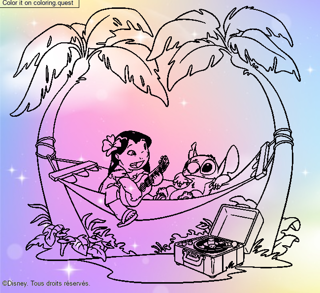 Lilo and Stitch on the beach by un invité coloring