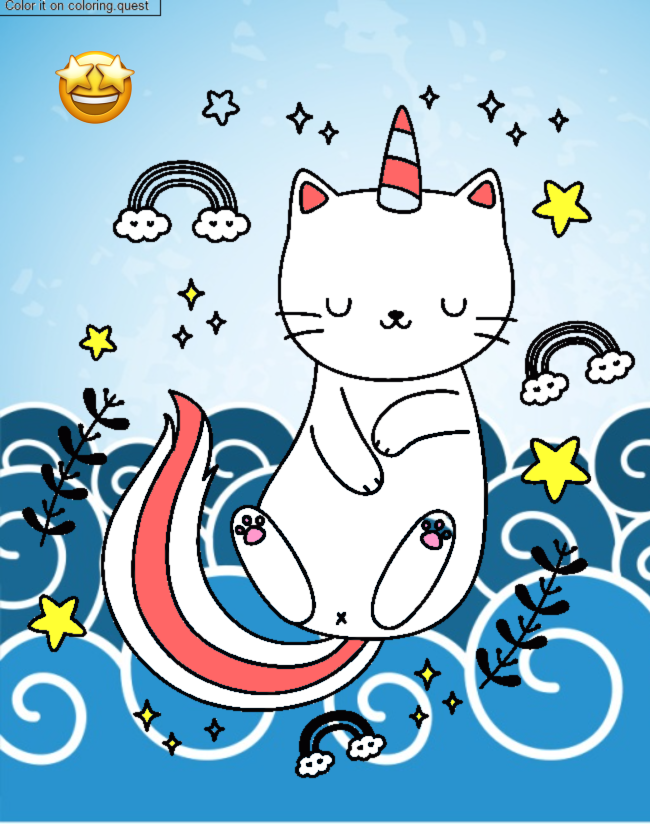 Sleeping unicorn cat coloring