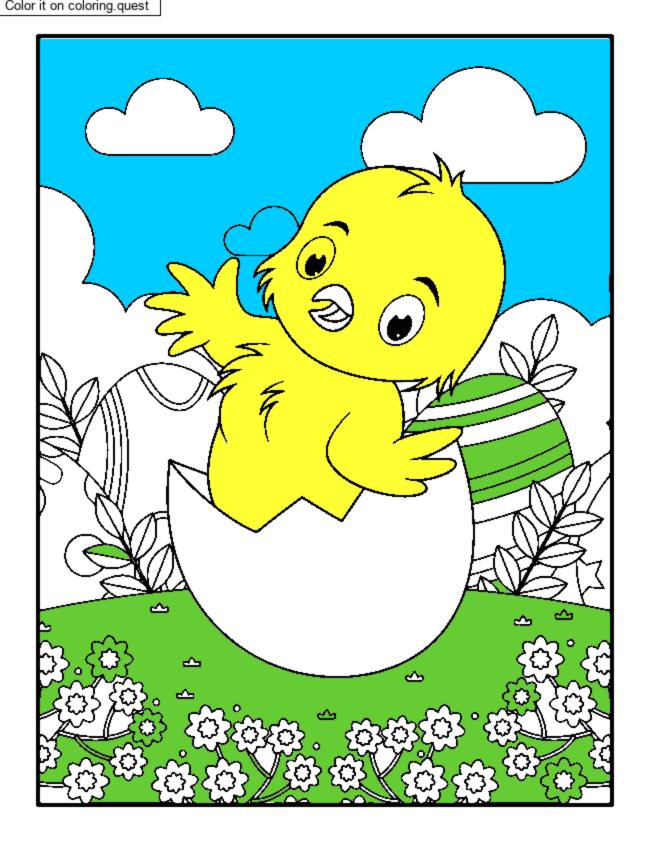 Easter chick hatching from her egg by un invité coloring