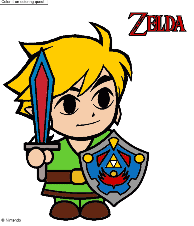 Link with his sword and shield - Zelda by a guest