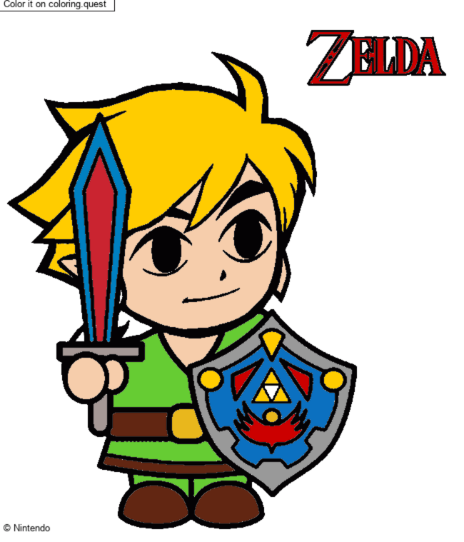 Link with his sword and shield - Zelda by un invité coloring