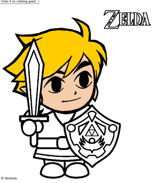 Link with his sword and shield - Zelda by un invité coloring