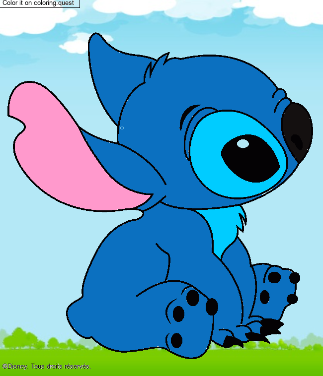 Stitch sitting by un invité coloring