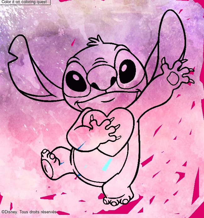 Stitch holding a heart by un invité coloring