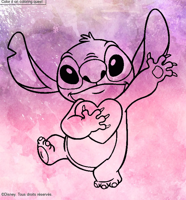Stitch holding a heart by un invité coloring