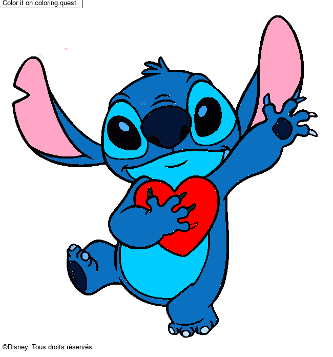 Stitch holding a heart by un invit&eacute; coloring
