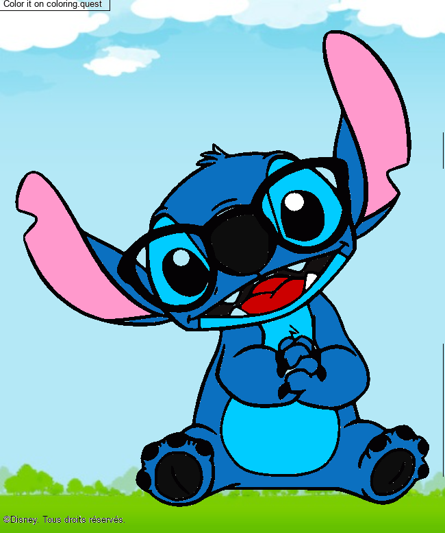 Stitch with glasses by un invité coloring