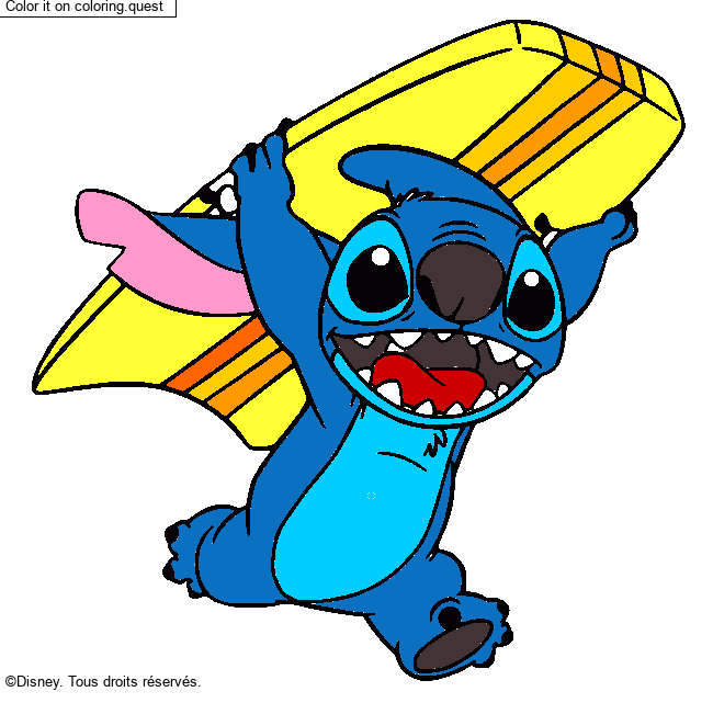 Stitch with a surfboard by un invité coloring