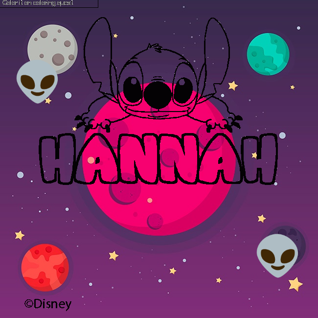 Coloring page first name HANNAH - Stitch background by un invit&eacute; coloring