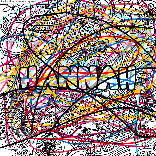 Coloring page first name HANNAH - Fruits mandala background by un invit&eacute; coloring