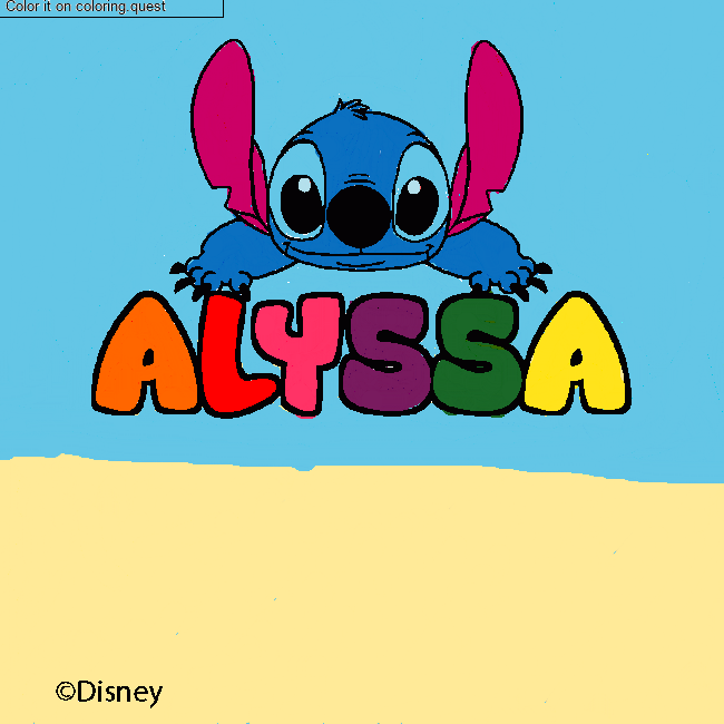 Coloring page first name ALYSSA - Stitch background by a guest