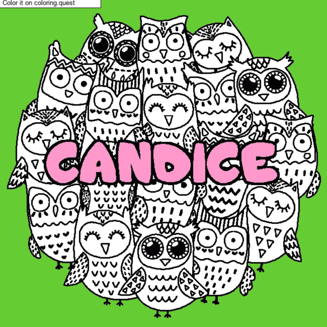 Coloring page first name CANDICE - Owls background by maverick-quest