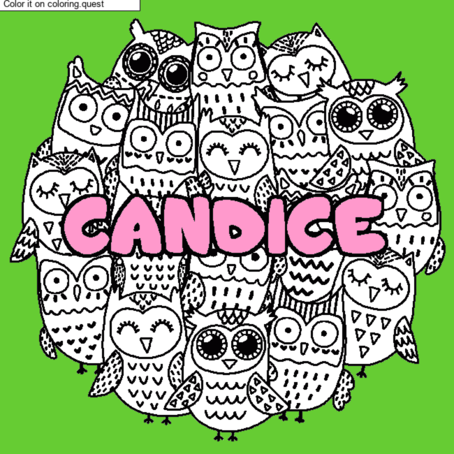 Coloring page first name CANDICE - Owls background by maverick-quest coloring