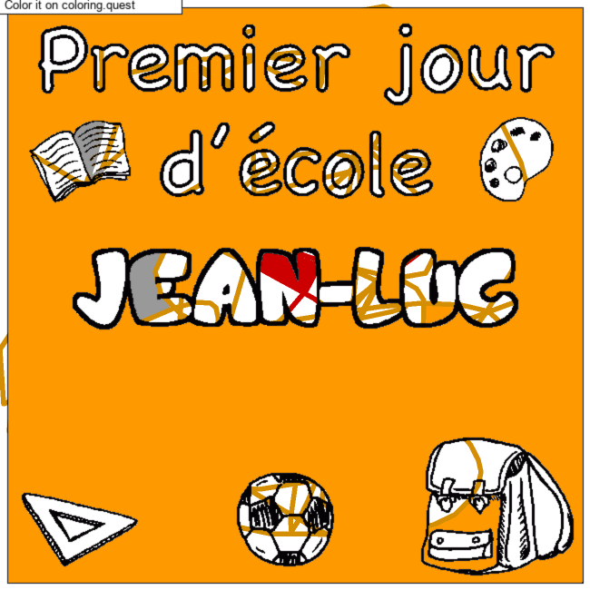 Coloring page first name JEAN-LUC - School First day background by un invité coloring