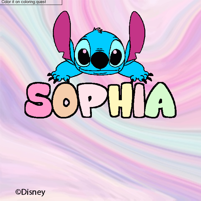 Coloring page first name SOPHIA - Stitch background by a guest