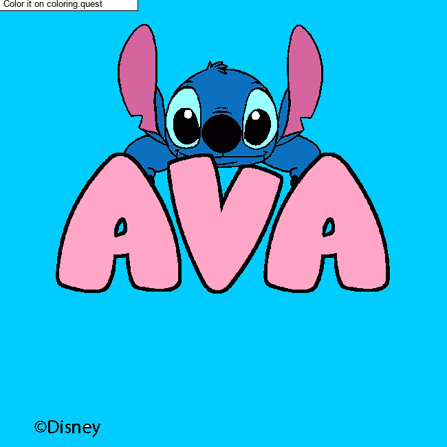 Coloring page first name AVA - Stitch background by a guest