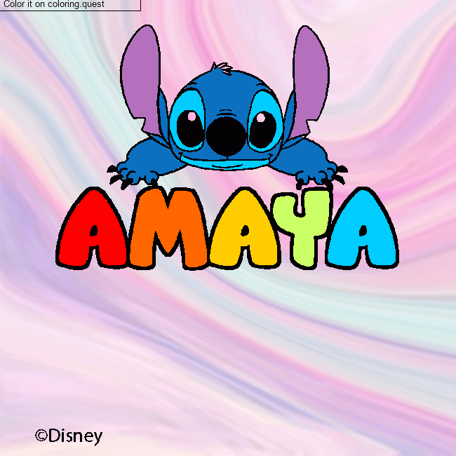 Coloring page first name AMAYA - Stitch background by un invit&eacute; coloring