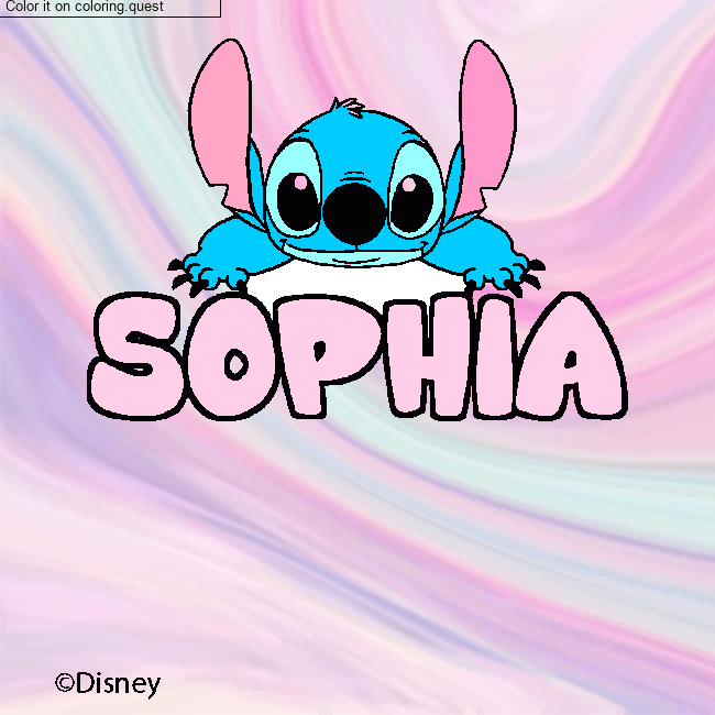 Coloring page first name SOPHIA - Stitch background by a guest