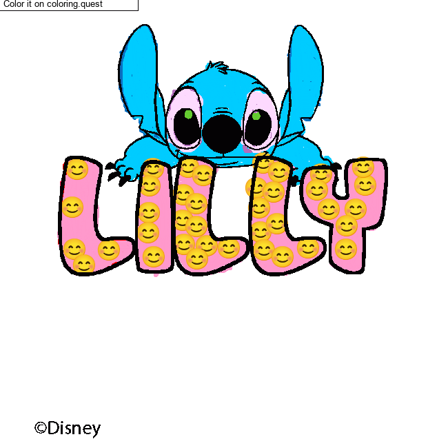 Coloring page first name LILLY - Stitch background by a guest